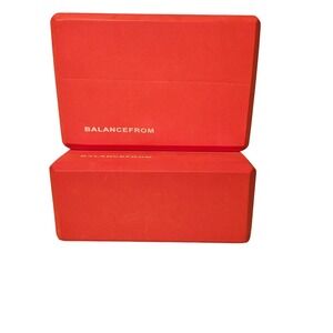 BalanceFrom Yoga Blocks Set of 2 Red High Density Foam Beveled Edges